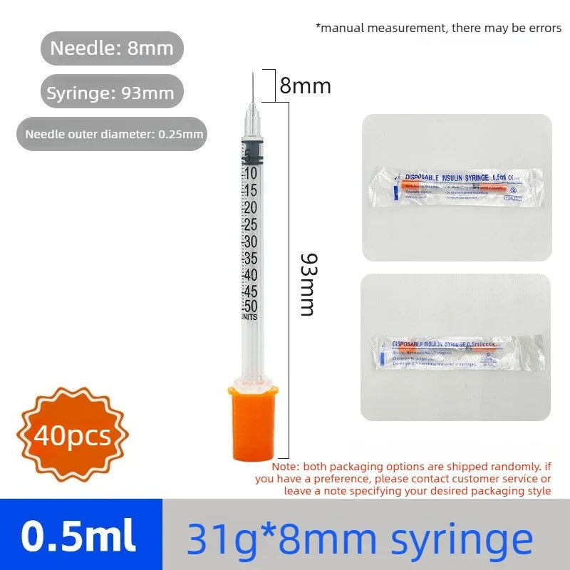 40/80PCS Disposable Veterinary Syringes - Sterile Insulin Needles for Pet & Animal Use