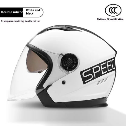 2024 New Motorcycle & Electric Car Helmet – Men’s & Women’s Safety Helmet with Anti-Fog Double Lens, Four Seasons Universal