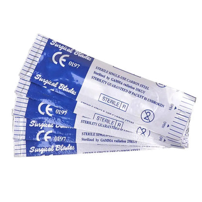 100pcs Sterilized Dental Surgical Blades — Carbon Steel Scalpel Knife Handles for Beauty, DIY, & Mobile Phone Repair Disposable Tools