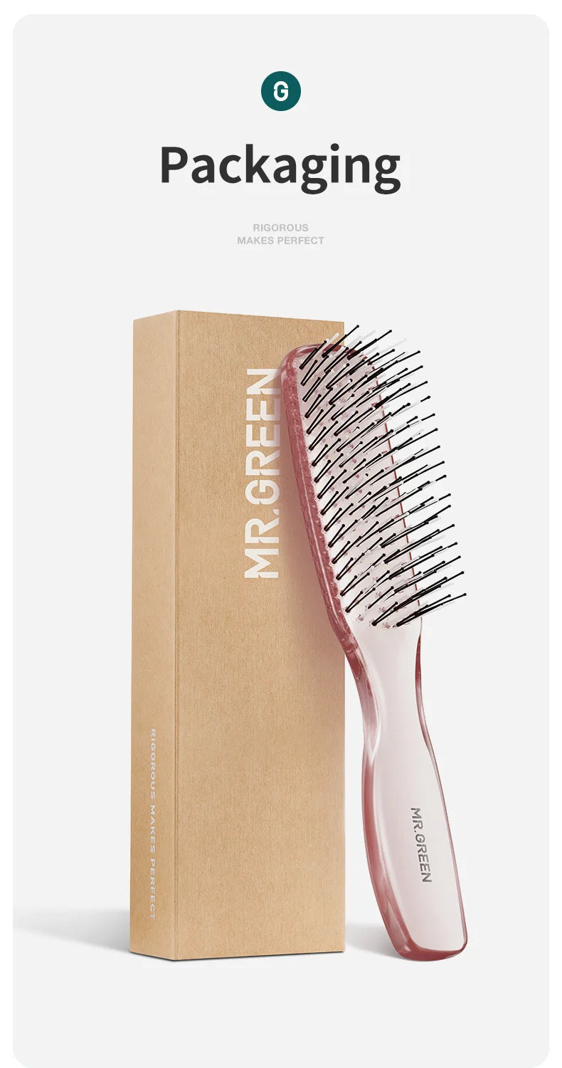 MR.GREEN Hair Brush – Scalp Massage & Volumizing Comb, Fine Tooth Detangling Tool for Long Wet & Dry Hair, Women’s Gift