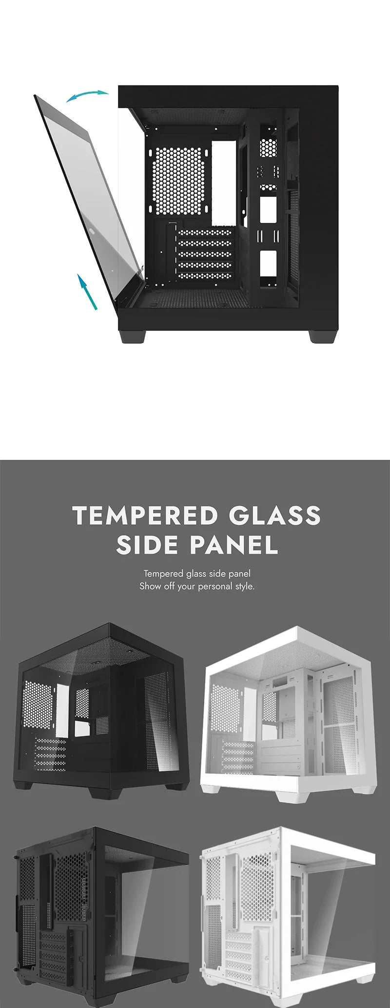 Aigo 275P Gaming PC Case — Sea View M-ATX/ITX Desktop with Double-Sided Tempered Glass