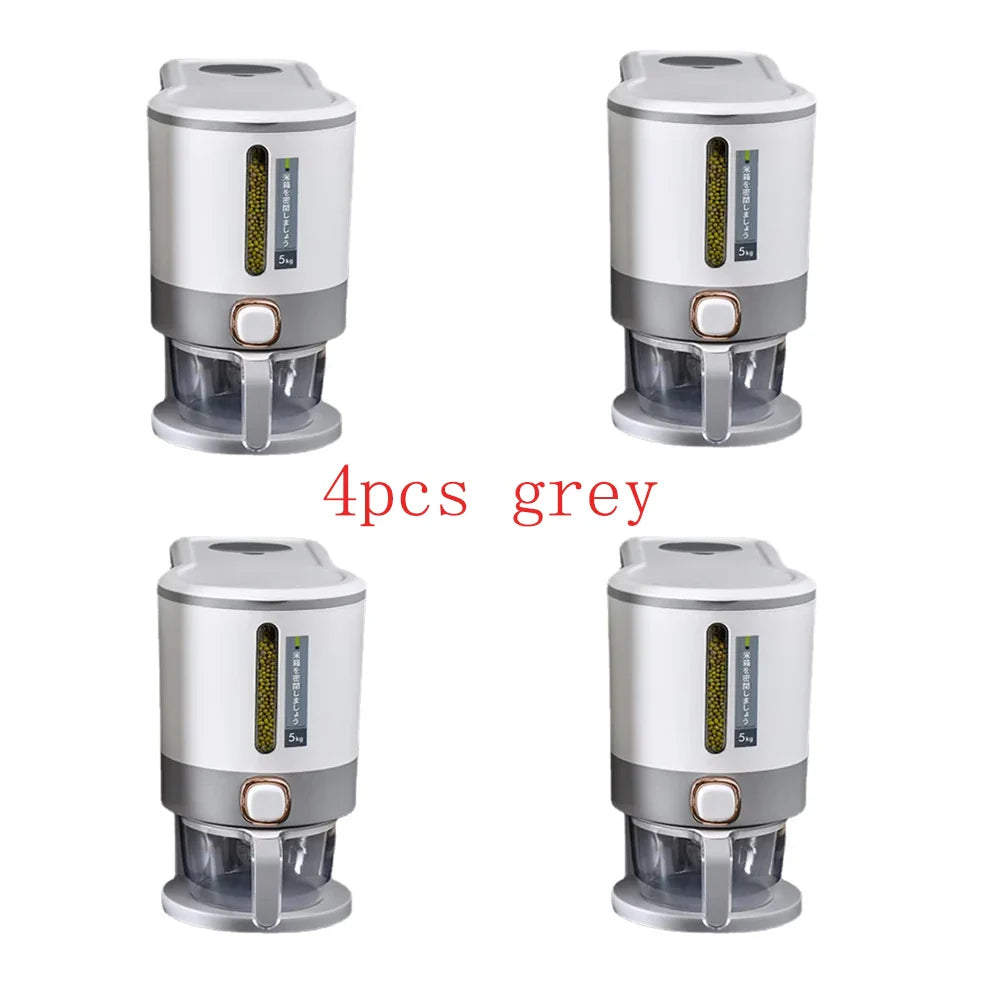 Large Capacity Rice Storage Box - 1/2/4pcs Sealed 5KG Grain Dispenser & Pet Food Container - Kitchen Organizer