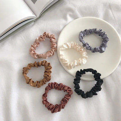 6PCS Elegant Hair Scrunchies – Minimalist Silk Hair Ties for Ponytails, Solid Color Elastic Hair Accessories