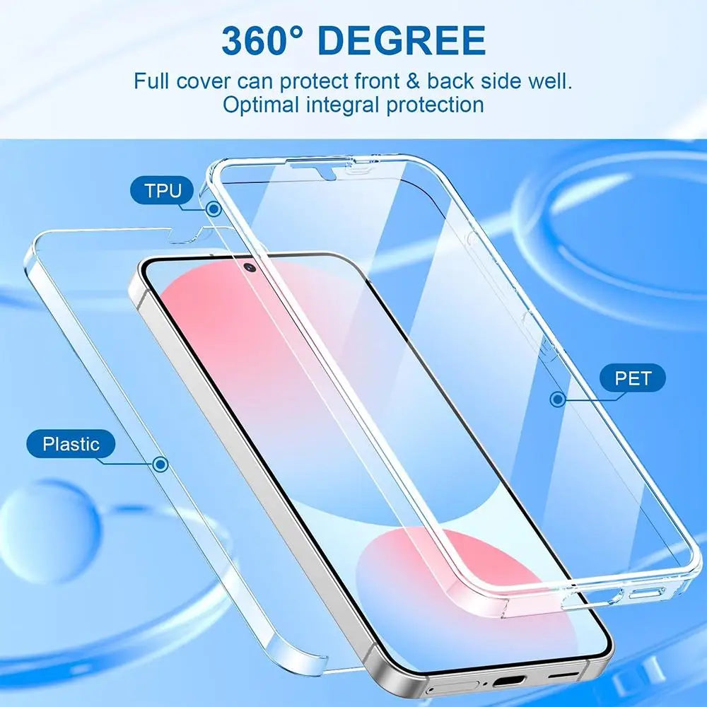 Samsung Clear Hybrid Phone Case - 360 Full-Body Hard PC Protective Cover