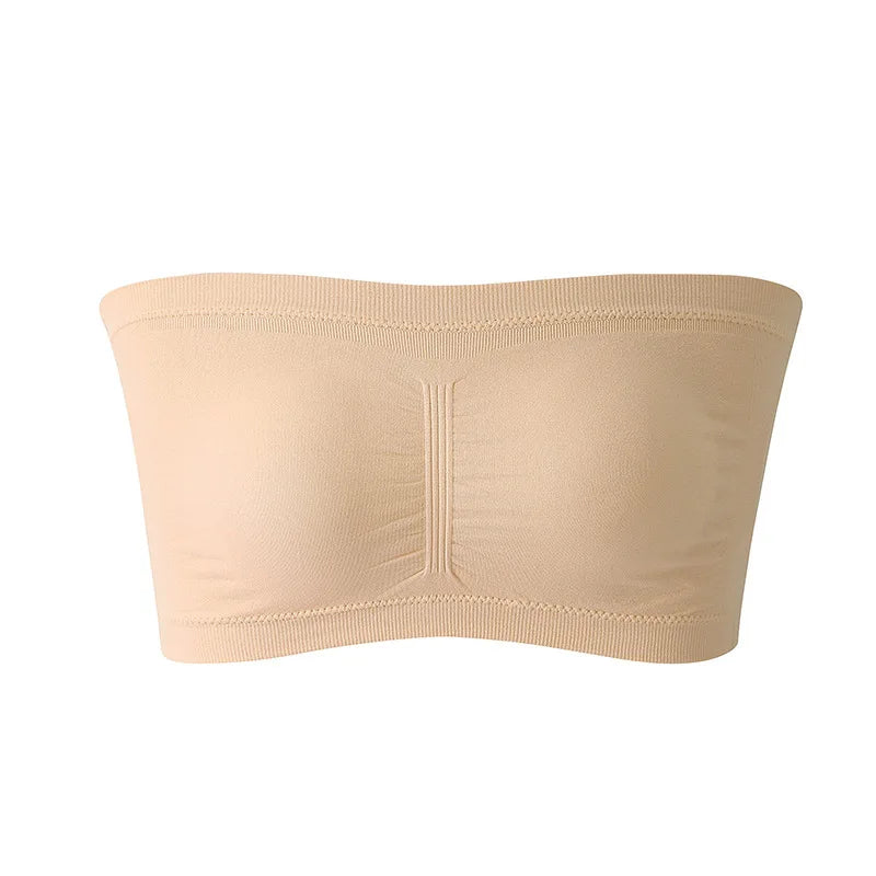 Women's Plus Size Strapless Bra – Thin, Removable Chest Cushion, Stretchy Seamless Invisible Bra, S-6XL