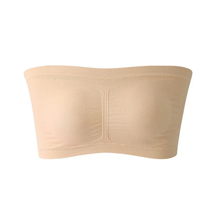 Women's Plus Size Strapless Bra – Thin, Removable Chest Cushion, Stretchy Seamless Invisible Bra, S-6XL