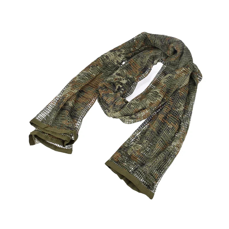 Outdoor Camouflage Netting Scarf — Camo Mesh Face Veil & Shemagh Head Wrap for Camping, Hiking, Shooting