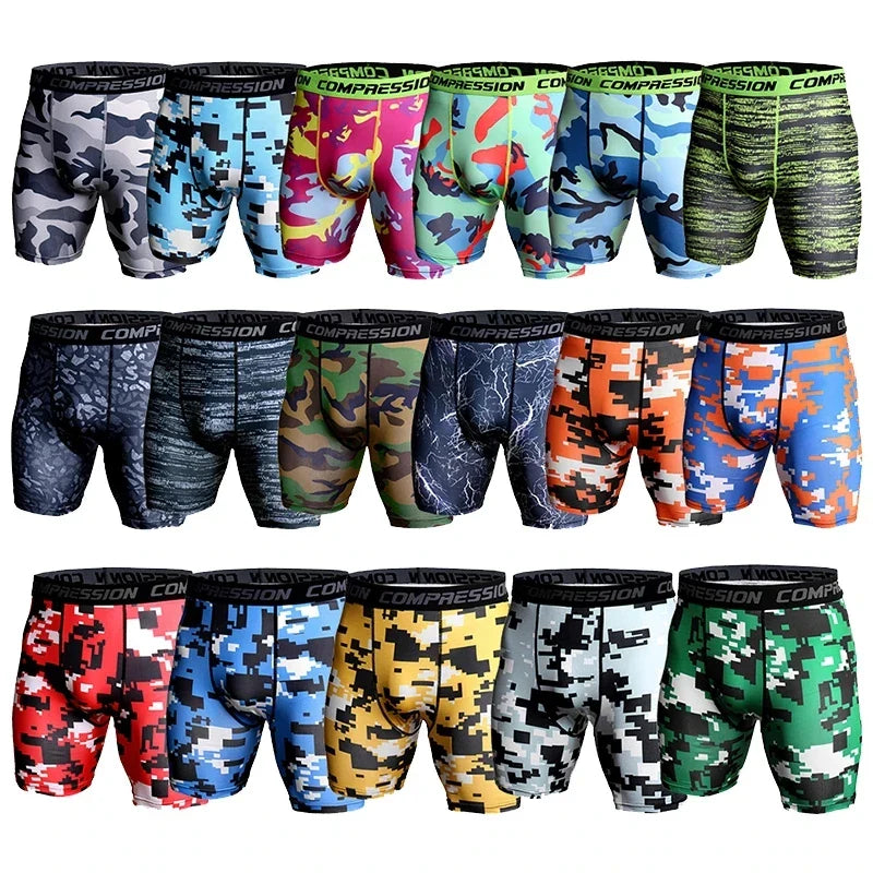 Men’s Compression Shorts – 3D Camouflage Gym Training Tights, Muscle Support Elastic Running & Bodybuilding Sports Shorts