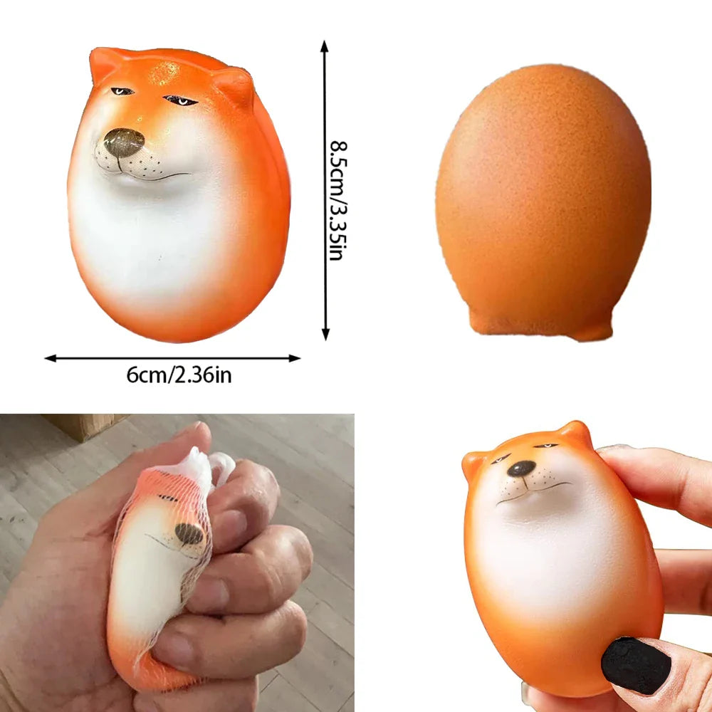 Cartoon Shiba Inu Egg Squishy Toy – Stress Relief Mochi Figure for Kids & Adults