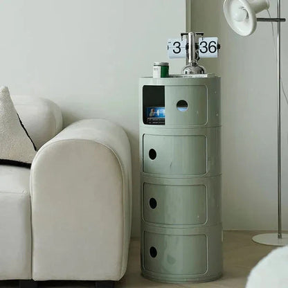 Nordic Round Bedside Table – Mini 2/3/4/5 Layer Cute Storage Cabinet, Creative Living Room & Bedroom Furniture