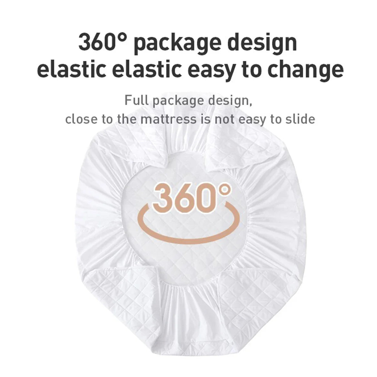 Waterproof Mattress Cover Fitted Sheet - Bed Protector for Single/Double/140/160 Size, Gray/White, Muti-Size Options
