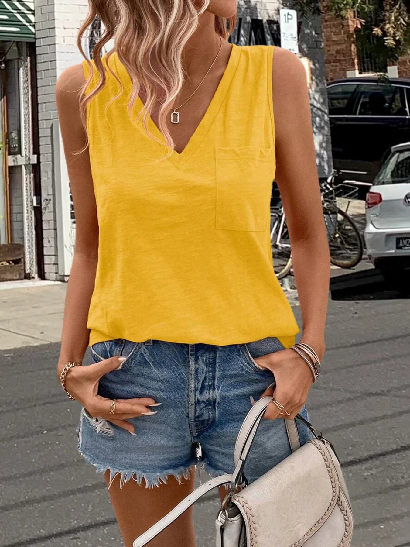 2026 Women’s V-Neck Sleeveless Camisole - Loose Fit Solid Color Casual Versatile Summer Top