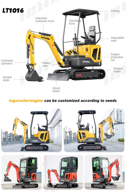 Mini Excavator 1–3 Ton — Kubota Engine, EPA Compliant Small Farm Digger, Compact Construction Machine