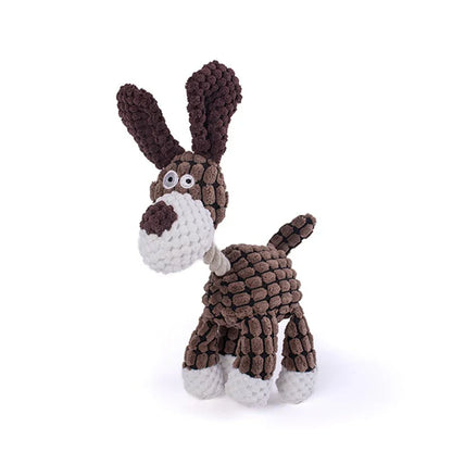 Interactive Pet Sound Toy – Cotton Rope Donkey Plush for Dog & Cat Bite Training, Grey & Brown