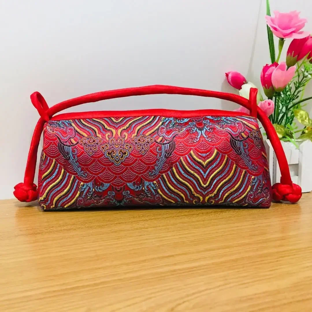Luxury Silk Embroidered Women’s Handbag – Fashion Elegant Tote Clutch, Handmade Cosplay Style Evening Purse