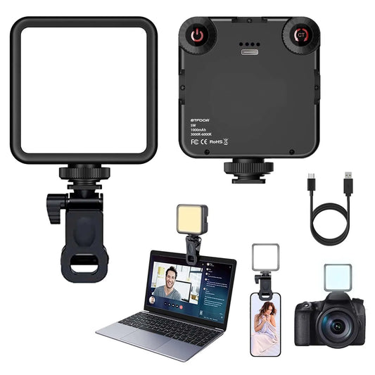 LED Clip-On Video Light for Camera – Portable Bi-Color 3000K–6000K On-Camera Lighting with Cold Shoe for DSLR, Camcorder & GoPro Vlogging
