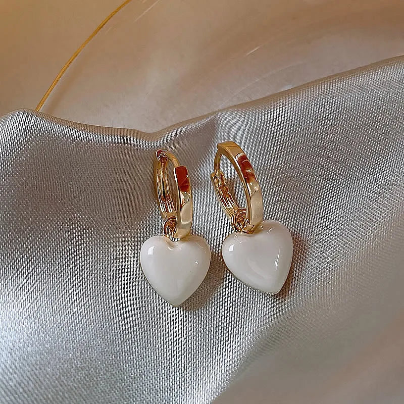 French Retro Drop Earrings – Glazed Semi-Circular Zircon Inlaid Luxury Earrings for Women, Perfect Party Jewelry
