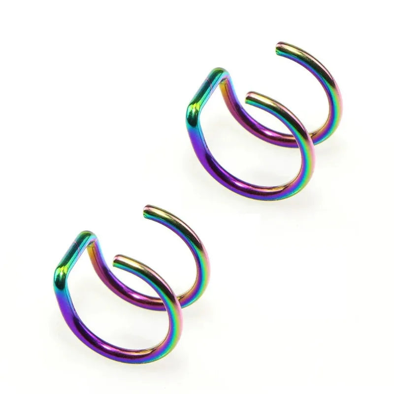 316L Stainless Steel Clip-On Ear Cuffs & Fake Lip Rings – Non Piercing Jewelry for Men & Women