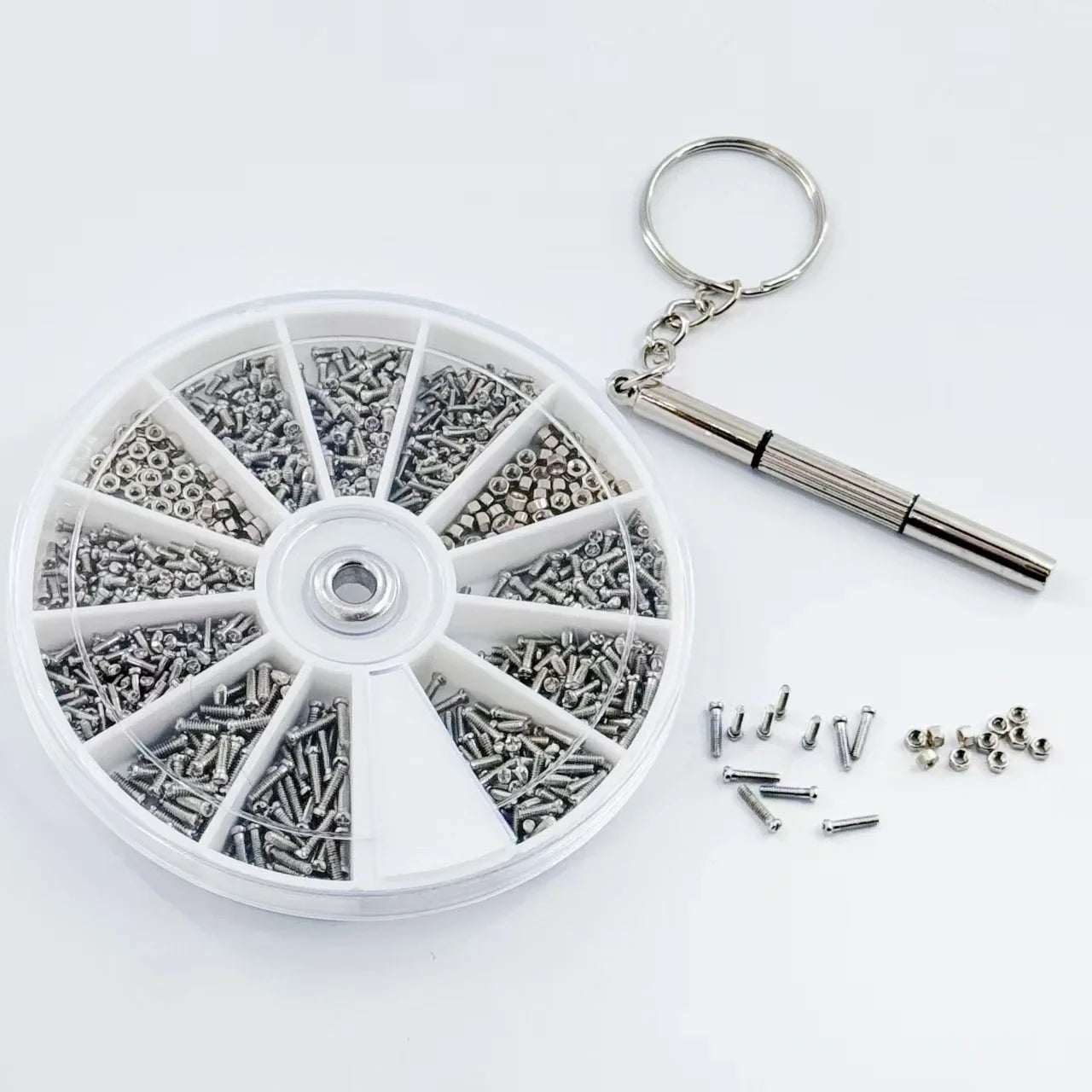 12-Size Mini Screw & Nut Assortment Kit - M1 to M1.6 Watch, Eyeglass Frame & Precision Repair Set
