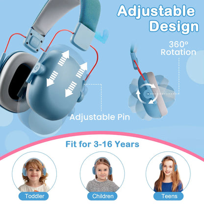 Adjustable Kids Noise Reduction Earmuffs – Baby Ear Protection with 25dB NRR Safety Muffs