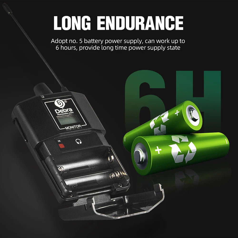 Debra ER102 UHF Wireless In-Ear Monitor System – Multiple Professional Transmitters for Small Concerts & Home Theater