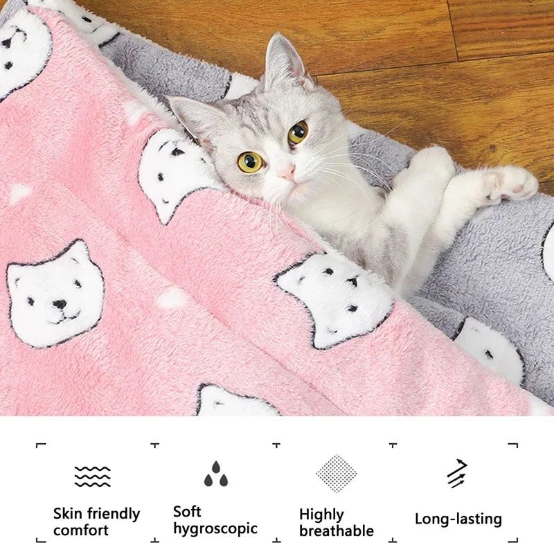 Thick Flannel Pet Sleeping Mat - Soft Warm Cat & Small Dog Cushion Blanket