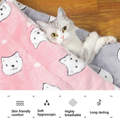 Thick Flannel Pet Sleeping Mat - Soft Warm Cat & Small Dog Cushion Blanket