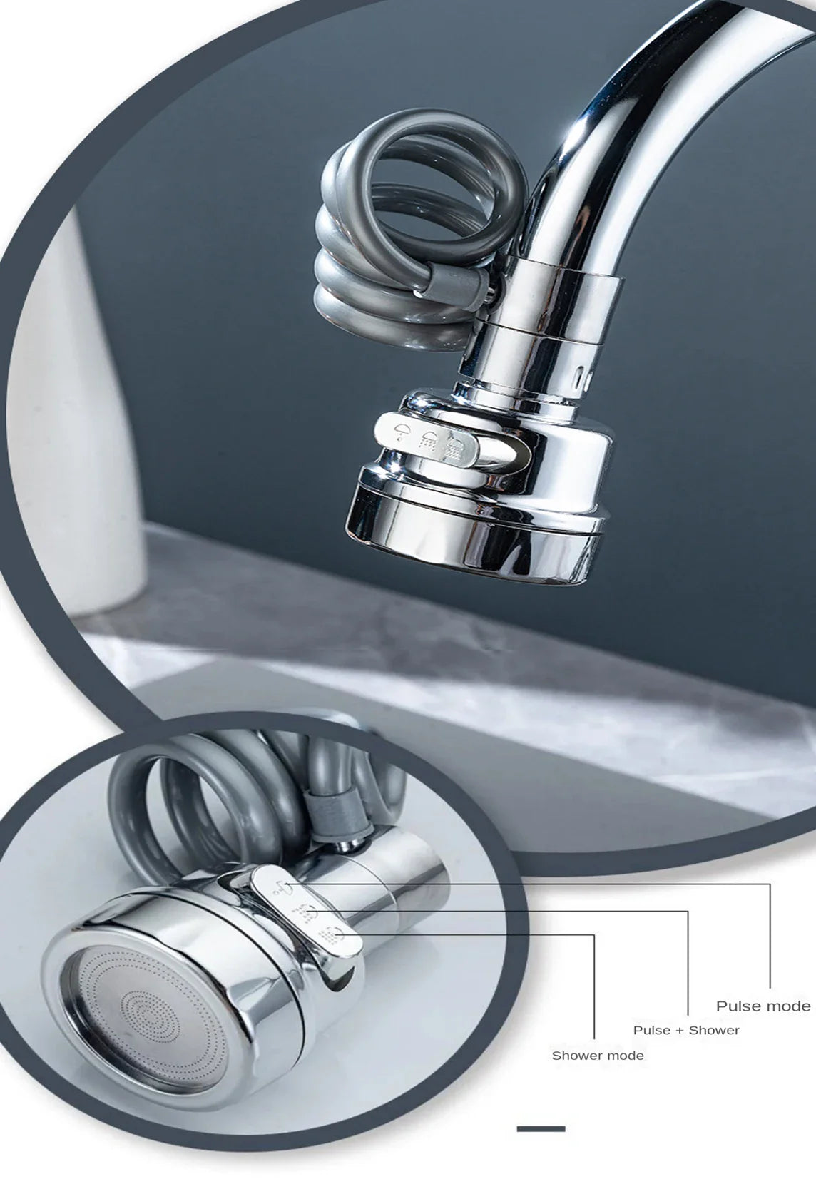 3-Mode Rotating Sink Faucet – 360° Water-Saving Filter Extension for Kitchen