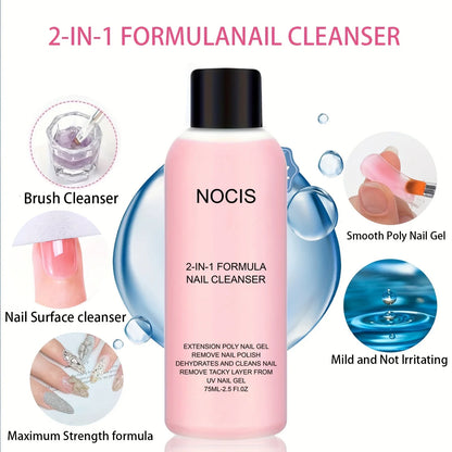 2-in-1 Nail Gel Cleanser & Polish Remover – Professional Slip Solution for Poly Gel & LED Nails, Anti-Stick Formula Nail Care Liquid