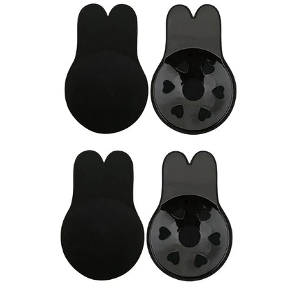 Women's Push-Up Silicone Invisible Bra – Strapless Self-Adhesive Lift Tape with Reusable Rabbit Nipple Covers