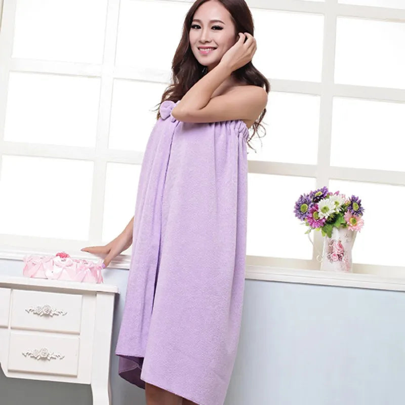 Women’s Sexy Microfiber Bath Towel Wrap – Super Absorbent Spa Bathrobe Body Bow Gown Towel