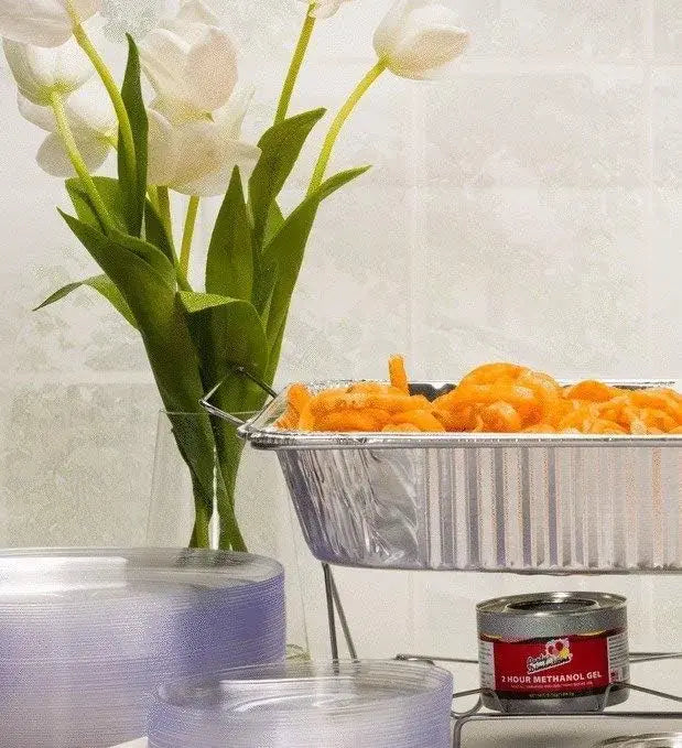 39-Piece Disposable Chafing Buffet Set – Full Size with 6-Hour Fuel Cans, Covers & Serving Utensils, Premium Catering Set