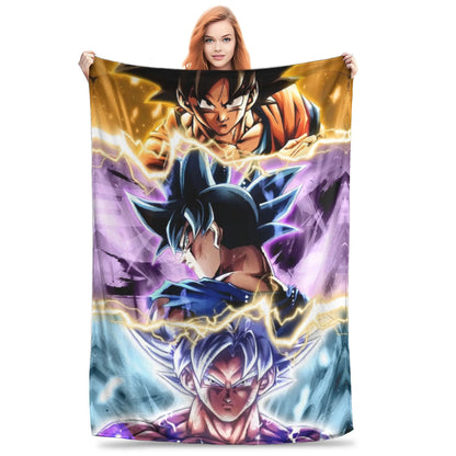 Dragon Ball Z Anime Blanket – Goku Flannel Throw for Bed & Sofa, Warm Cozy DBZ Blanket for Spring & Autumn