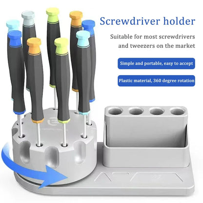 360° Rotating Magnetic Screwdriver Storage Rack – Mobile Phone Repair Tool Box & Parts Organizer Set