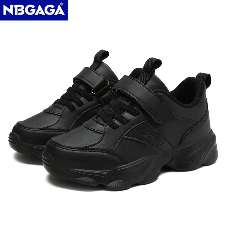 Kids’ Breathable Sports Shoes – Anti-Skid Black School Walking & Running Sneakers for Boys & Girls