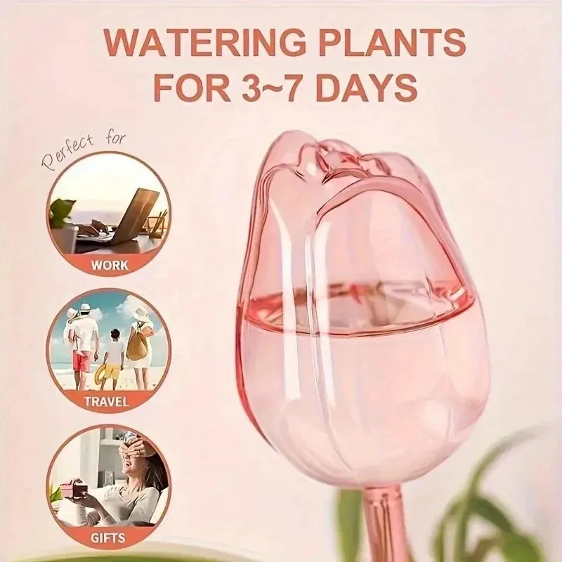 Pink Tulip Plant Watering Balls – Automatic Indoor & Outdoor Plant Drippers, Easy Self-Watering Gardening Tool