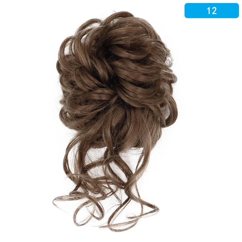 AZQUEEN Messy Bun Hair Extension – Synthetic Curly Wave Chignon Scrunchie, Elastic Band Updo Hairpiece for Women