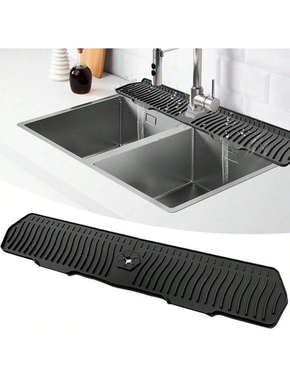 30/24 Inch Silicone Faucet Mat – Large Sink Splash Guard & Countertop Protector for Kitchen & Bathroom