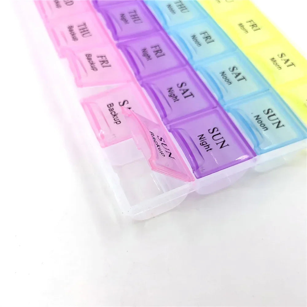 Weekly Pill Organizer Box – 2/3/4 Row Medicine Storage Container with Compartments for 7 Days