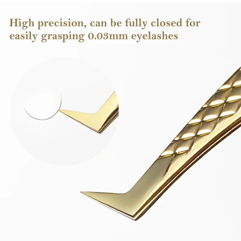 DIYDAY Anti-Slip Eyelash Tweezers — Stainless Steel Precision Fiber Tip for Eyelash Extensions & Makeup Tools