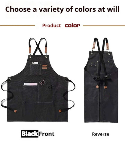 New Fashion Canvas Kitchen Apron – Unisex Chef Work Apron for Grill, Restaurant, Bar, Shop, Cafes, and Beauty Nail Studios