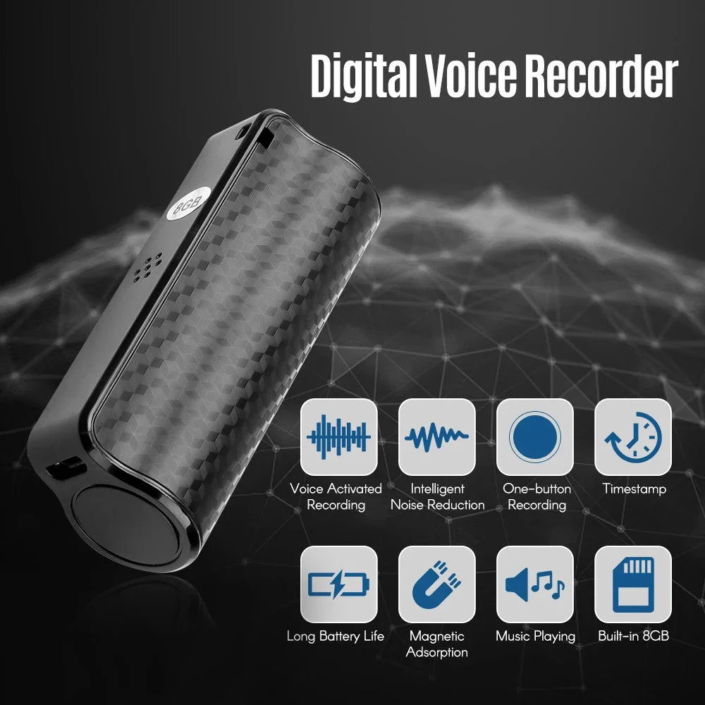 Mini Professional Voice Recorder – Waterproof Digital Audio Dictaphone, Magnetic, Noise Reduction & Long Standby Time