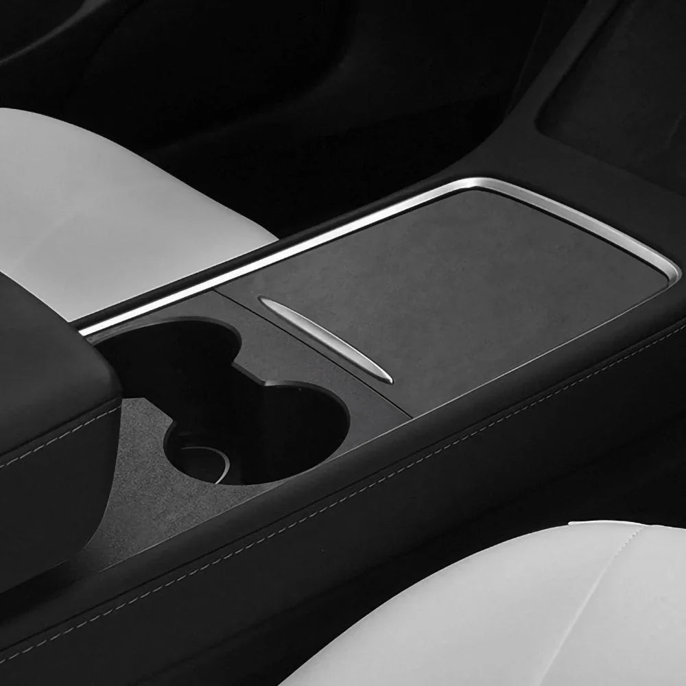 Tesla Model 3/Y 2021-2023 Center Console Panel Sticker – Wood Grain & Carbon Fiber Car Interior Cover