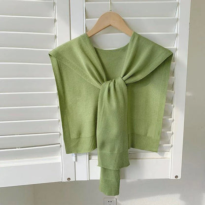 Women’s Summer Knitted Shawl – Thin Cape Scarf with Fake Collar Neck Guard