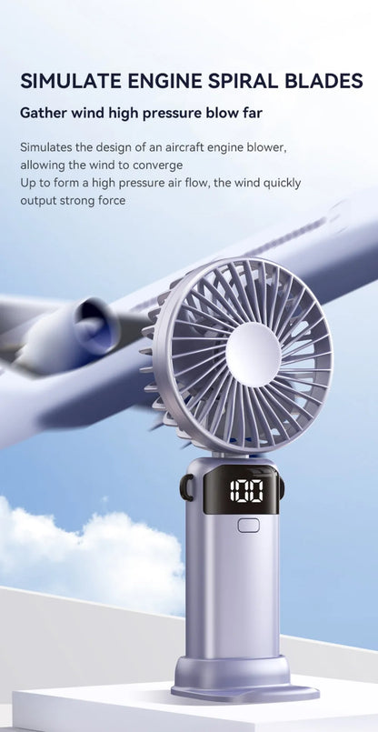 Portable Mini USB Fan – Handheld & Desktop Fan with Phone Holder, 3-Speed Adjustable Wind, Long Battery Life, Multi-Function Cooling Fan