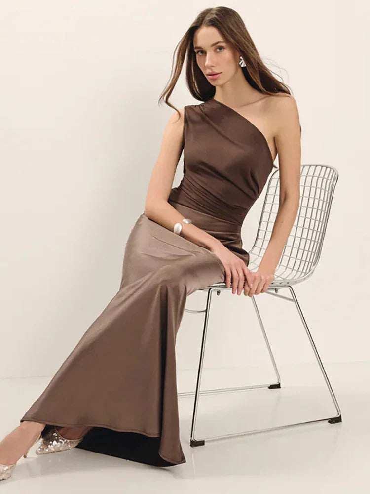 Mozision Women’s Satin Maxi Dress – Sexy Patchwork Sleeveless Backless Bodycon Evening & Club Party Dress