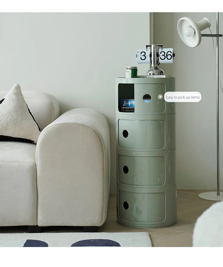 Nordic Round Bedside Table – Mini 2/3/4/5 Layer Cute Storage Cabinet, Creative Living Room & Bedroom Furniture