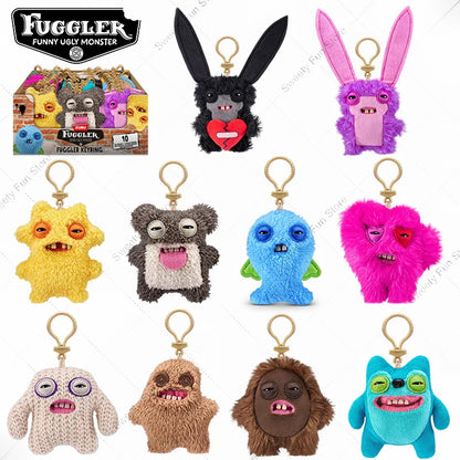 Original Fuggler Tooth Monster Keychain – Cute Wide-Eyed Plush Toy, Funny Ugly Monster Doll Pendant Gift