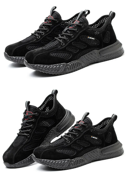 Men’s Summer Work Shoes — Lightweight Breathable Safety Sneakers with Steel Toe Cap
