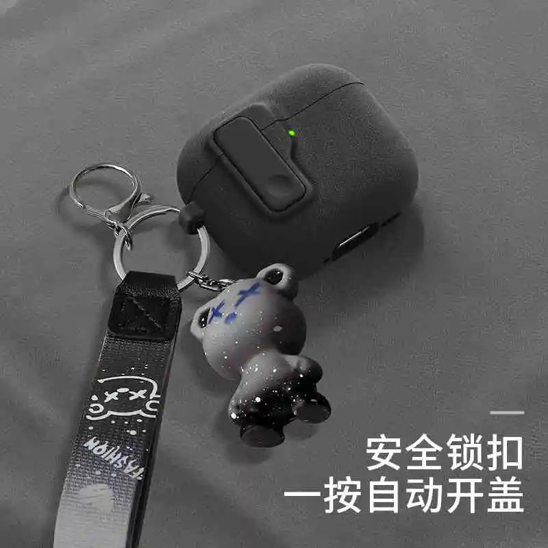 2024 New Hard Hybrid Protector Case for AirPods 4 (USB-C) — Magnetic Lid Lock Luxury Cover for Apple AirPods 4